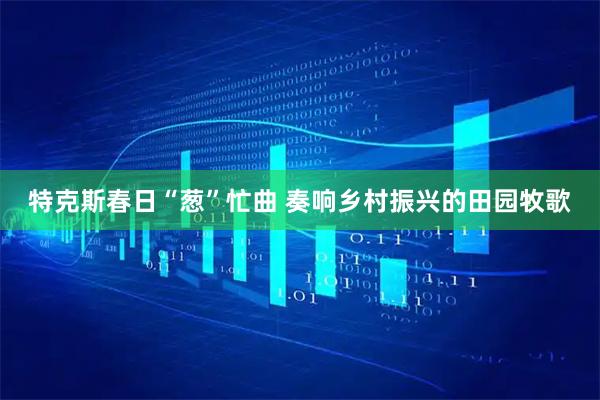 特克斯春日“葱”忙曲 奏响乡村振兴的田园牧歌