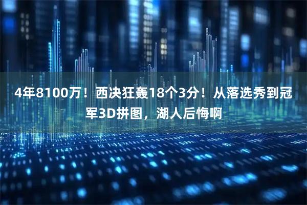 4年8100万！西决狂轰18个3分！从落选秀到冠军3D拼图，湖人后悔啊